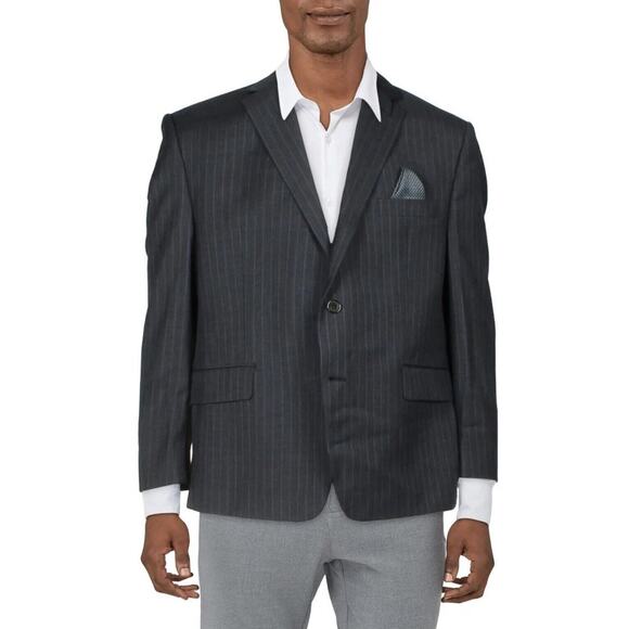 $699 NWT RALPH LAUREN ULTRAFLEX PINSTRIPE BLACK SUIT JACKET MEN’S 46R - Picture 1 of 14